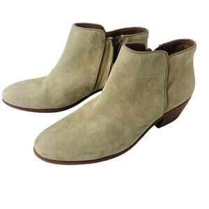 Sam Edelman Petty Suede Zip Ankle Booties Taupe Women's Size 7M Almond Toe